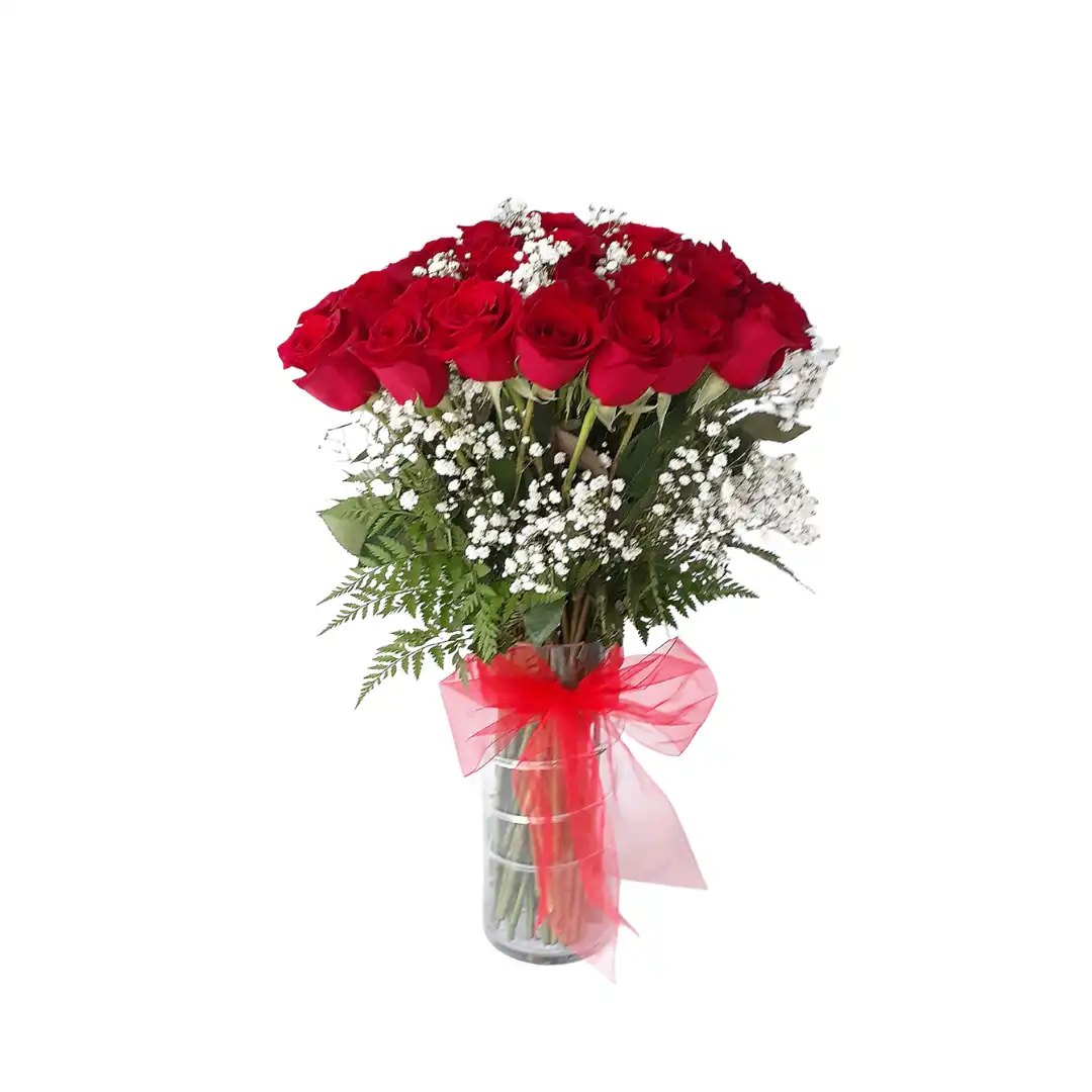 170 Florero Cilindro 25 Rosas Rojas - Imagen 1