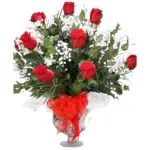 Florero Copón 12 Rosas Rojas