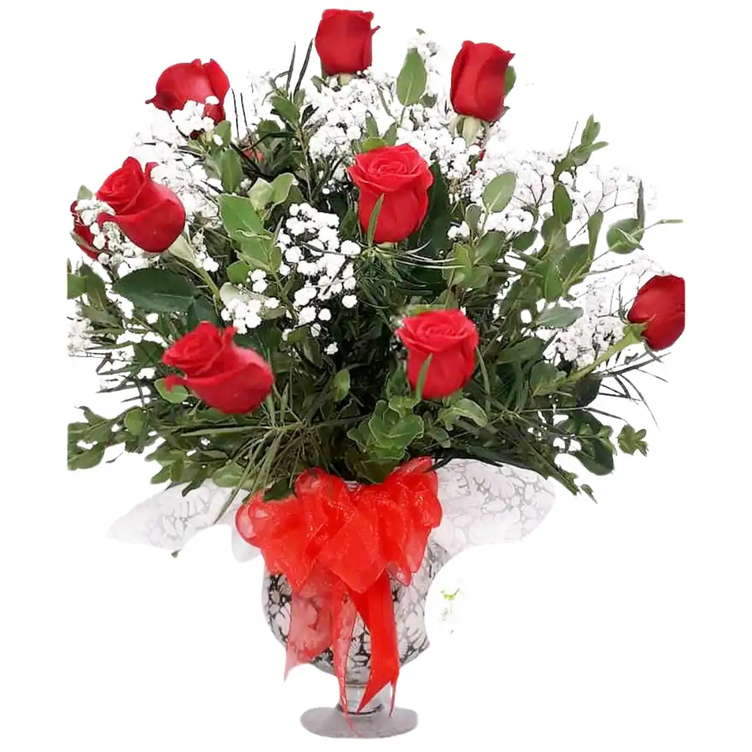 271 Florero Copón 12 Rosas Rojas - Imagen 1
